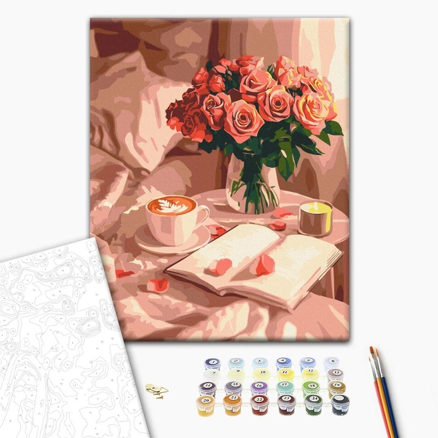 Картина по номерам Brushme Аромат роз и кофе 40x50 BS54286 - изображение 2