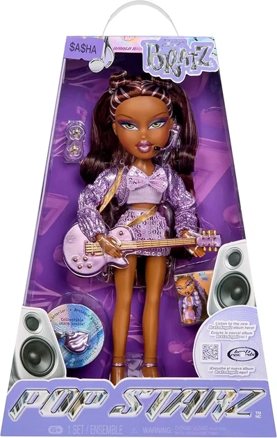 Модна лялька Bratz Pop Starz Sasha рок поп зірка Саша з аксесуарами та підвіскою 595991 - Фото 3 Модна лялька Bratz Pop Starz Sasha рок поп зірка Саша з аксесуарами та підвіскою 595991 - зображення 3