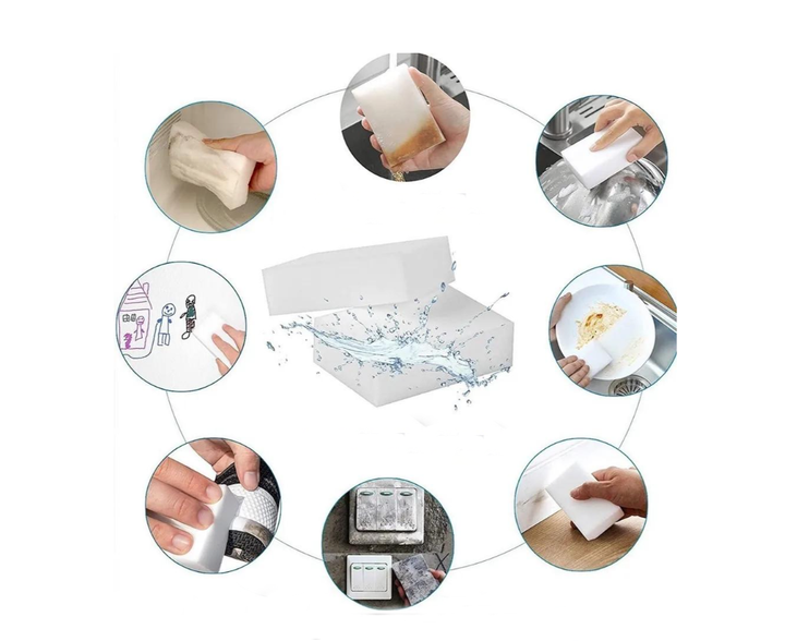 Меламінова губка для прибирання Sponge Cleaning Block Magic Erasing Foam 10 штук - Фото 3 Меламінова губка для прибирання Sponge Cleaning Block Magic Erasing Foam 10 штук - зображення 3