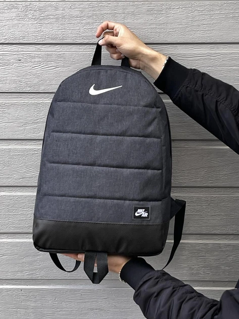 Рюкзак черный меланж Nike с белым логотипом, 18х47х33 см, 25 литр - Фото 5 Рюкзак черный меланж Nike с белым логотипом, 18х47х33 см, 25 литр - изображение 5