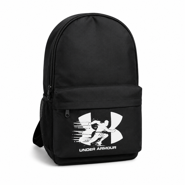 Рюкзак черный Under Armour с большим белым логотипом, 17х43х29 см, 21 литр - Фото 1 Рюкзак черный Under Armour с большим белым логотипом, 17х43х29 см, 21 литр - изображение 1