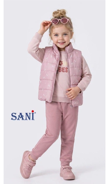 Костюм-трійка для дівчинки SANI Арт. 30169 98 см Пудрова Троянда - Фото 1 Костюм-трійка для дівчинки SANI Арт. 30169 98 см Пудрова Троянда - зображення 1