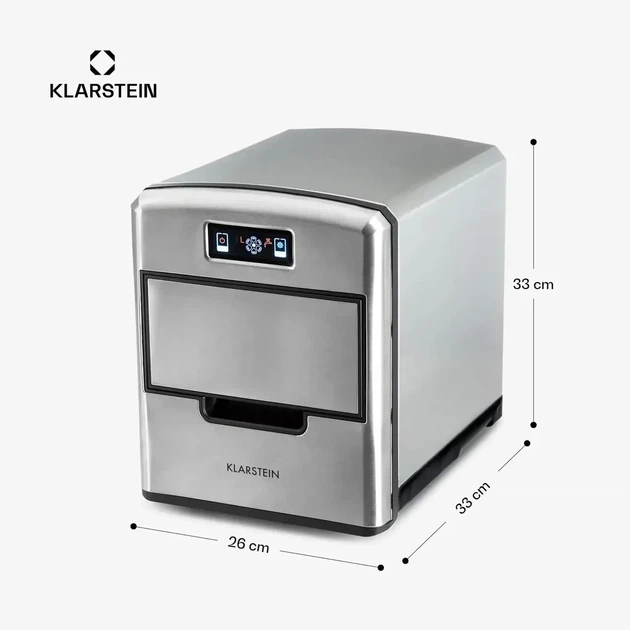 Компрессорный ледогенератор Klarstein Metropolitan 10031881, 12 кг/сутки, 2,15 л, 3 размера льда, дисплей, 36 куб./ч, 150 Вт - изображение 8