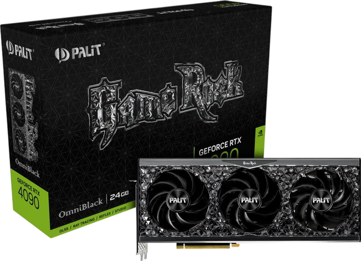 Видеокарта GeForce RTX 4090 24GB Palit GameRock OmniBlack (NED4090019SB-1020Q) Б/У - Фото 1 Видеокарта GeForce RTX 4090 24GB Palit GameRock OmniBlack (NED4090019SB-1020Q) Б/У - изображение 1
