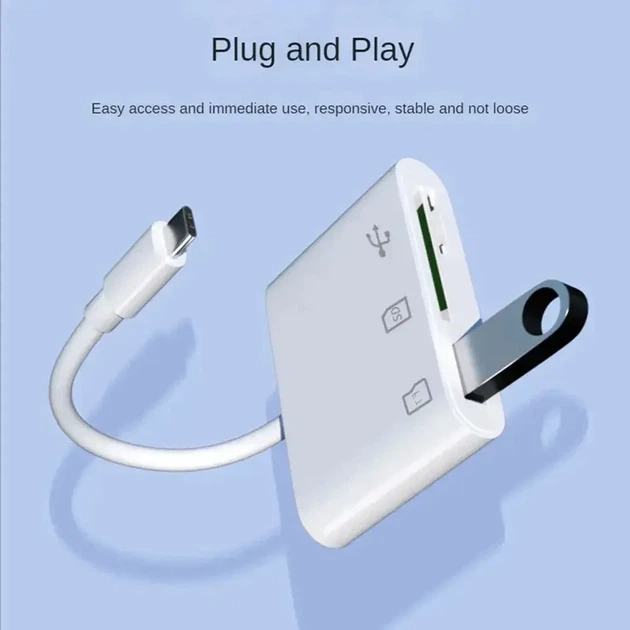 Адаптер Type-C 3 в 1 TF, SD кардридер Memory Card Reader - Фото 3 Адаптер Type-C 3 в 1 TF, SD кардридер Memory Card Reader - изображение 3