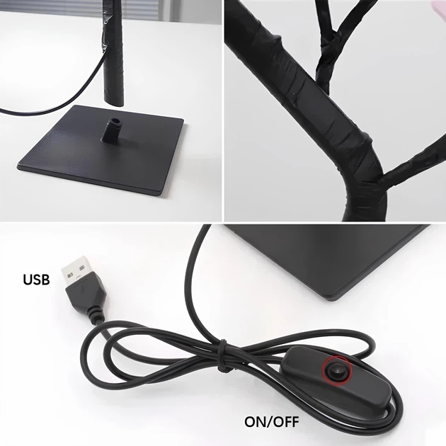 Дерево з троянд. Світлодіодна настільна лампа з трояндами, USB/батарейки. Нічник дерево з трояндами - зображення 10