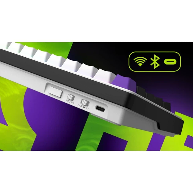 Клавіатура Hator Hellyberry HK60 Mechanical Linear RGB Wireless/Bluetooth/USB UA White/Violet (HK60_wireless) - зображення 8