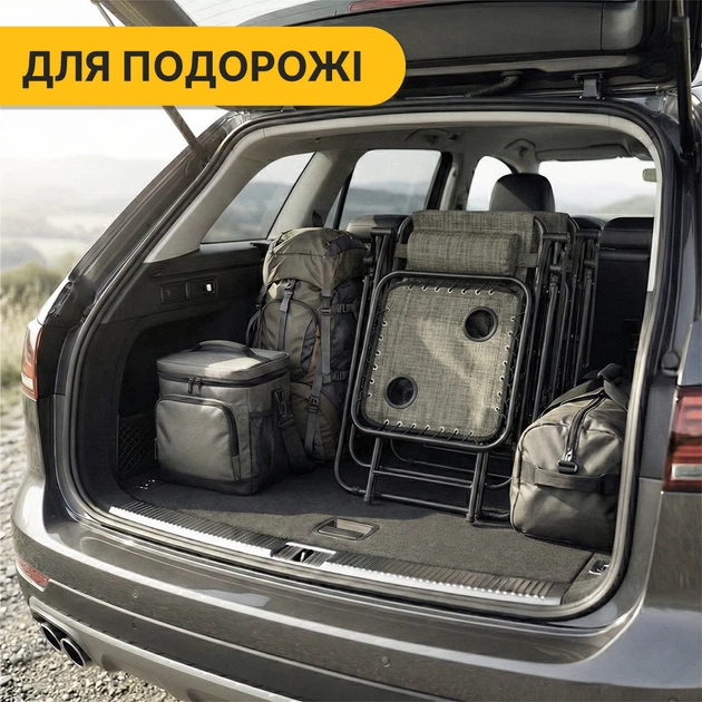 Комплект из 2 складных кресел-шезлонгов + столик Zero Gravity LEOBRO Серый (LB-ZGT-F3-GRY) - изображение 5