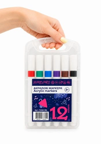 Маркер 12 цветов акриловый трёхгранный для рисования художественный маркер для творчества - изображение 3