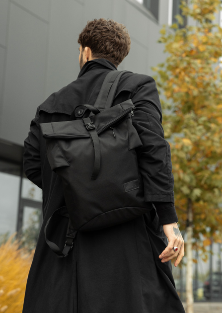 Городской водоотталкивающий городской рюкзак-ролтоп Sambag RollTop из ткани Черный - Фото 11 Городской водоотталкивающий городской рюкзак-ролтоп Sambag RollTop из ткани Черный - изображение 11