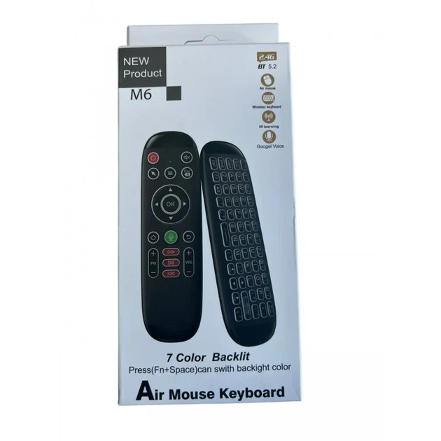 Аеромиша-пульт ДУ з клавіатурою M6 2.4G + Bluetooth 5.2, підсвітка, для Smart TV - зображення 4