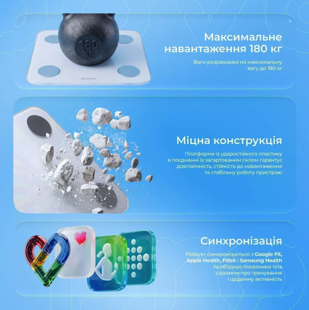 Разумные напольные смарт весы Proove Balance II с Bluetooth и LED-дисплеем - изображение 8