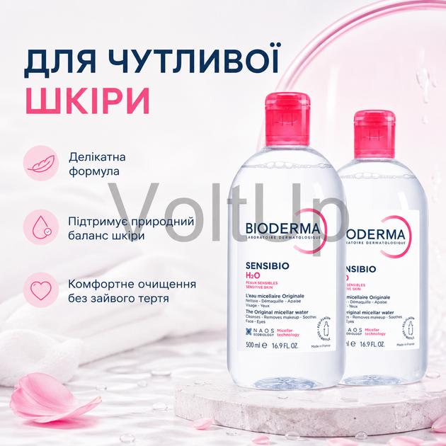 Мицеллярный лосьон Bioderma Sensibio H2O для чувствительной кожи 1 л 2×500 мл для снятия макияжа - изображение 6