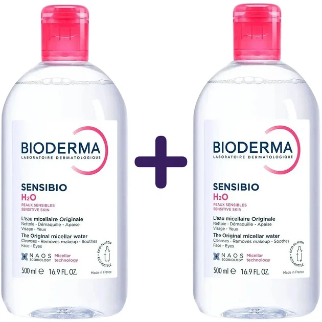 Мицеллярный лосьон Bioderma Sensibio H2O для чувствительной кожи 1 л 2×500 мл для снятия макияжа - изображение 7