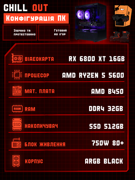 Ігровий ПК Chill Out (RX 6800 XT 16GB / Ryzen 5 5600 / 32GB DDR4 / SSD 512GB) - изображение 2