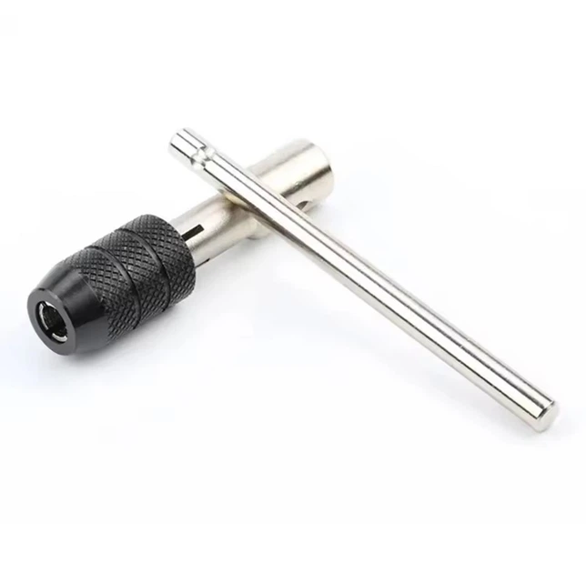 Т-образный вороток с набором метчиков (М3, М4, М5, М6, М8) Tap Wrench метчикодержатель для нарезания внутренней резьбы в отверстиях 3-6 мм, серебристый (108935127) - изображение 7