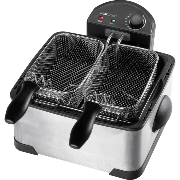 Фритюрница Clatronic FR 3195, 4 л, 2 корзины, 2000 Вт, нержавеющая сталь, холодная зона - изображение 3
