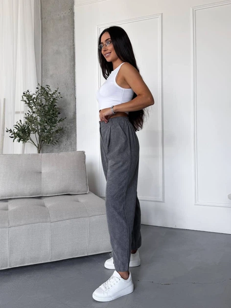 Жіночі вельветові брюки звужені донизу Uaclothes 42-44 Сірий (like39215-196521349) - изображение 4