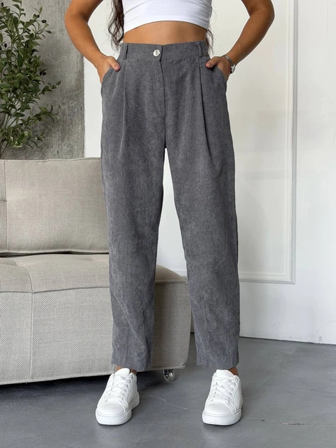 Жіночі вельветові брюки звужені донизу Uaclothes 42-44 Сірий (like39215-196521349) - изображение 3