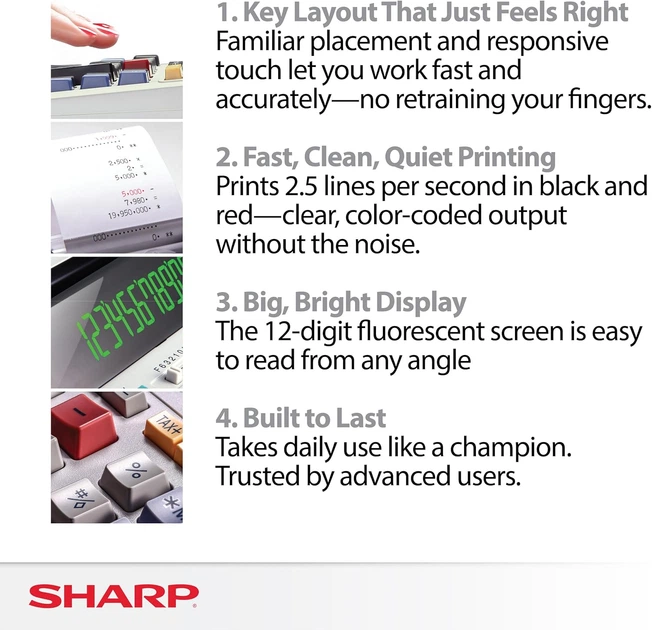 Калькулятор печатный Sharp EL-1801V двухцветная печать - изображение 2