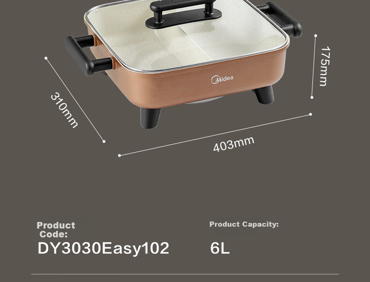Электросковорода Midea Hot Pot MC-DY3030 двухсторонняя, 6л, 1800Вт - изображение 4
