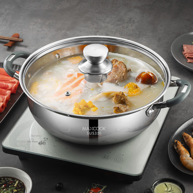 Кастрюля Maxcook нержавеющая сталь 316, 32 см, двойное дно, MCT1983 - изображение 2