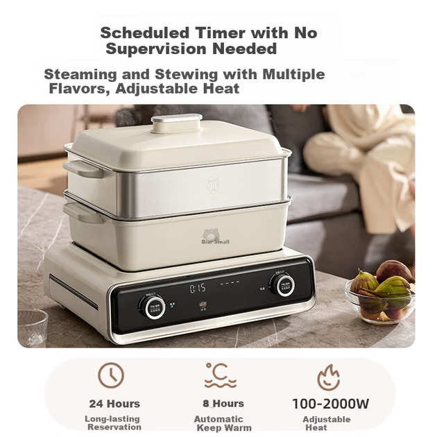 Каструля Bear N22S3 Stackable Pot 3.0 електрична складана для пари/гриля - зображення 6