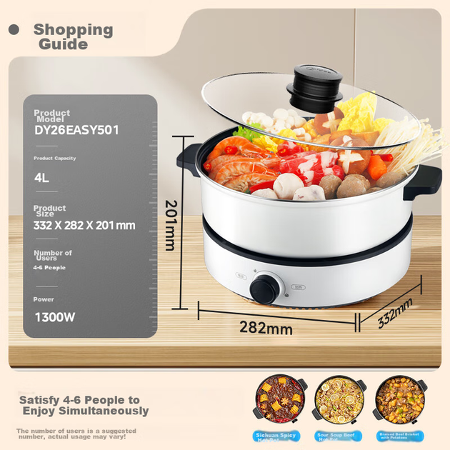 Кастрюля-вок Midea DY26Easy501 электрическая многофункциональная 4л антипригарная - изображение 2