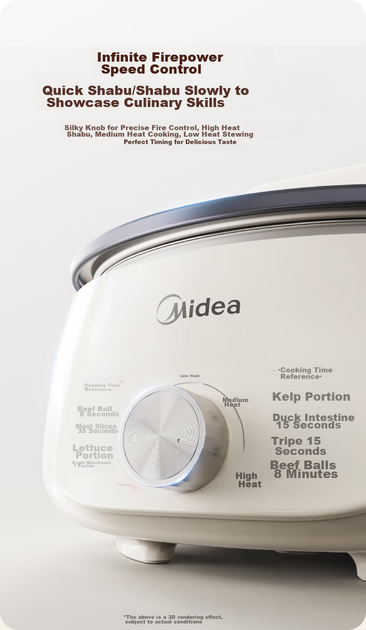 Электрокастрюля Midea MC-HGE3026, 4.5 л, съемная моющаяся, антипригарная, многофункциональная - изображение 6