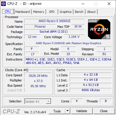 Процесор AMD Ryzen 5 3400GE 4 ядра 8 потоків AM4 до 4.0 ГГц Vega 11 35 Вт б/в - Фото 3 Процесор AMD Ryzen 5 3400GE 4 ядра 8 потоків AM4 до 4.0 ГГц Vega 11 35 Вт б/в - зображення 3