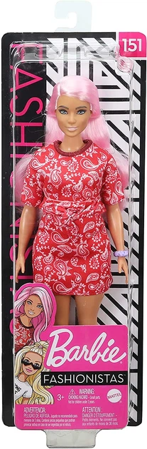 Лялька Барбі Модниця Barbie Fashionistas Doll with Long Pink Hair Wearing a Red Paisley Top & Skirt 151 (GHW65) - изображение 5