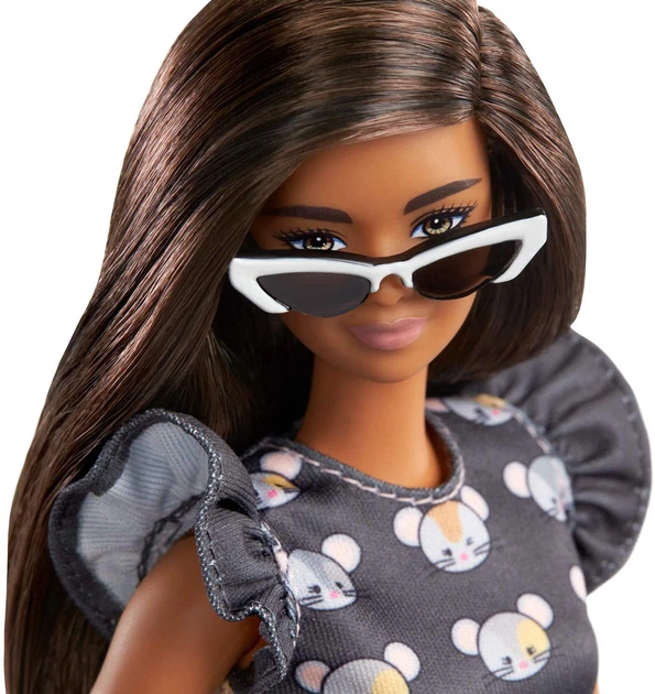 Лялька Барбі Модниця Barbie Fashionistas Doll with Long Brunette Hair Wearing Mouse-Print Dress 140 (GHW54) - Фото 3 Лялька Барбі Модниця Barbie Fashionistas Doll with Long Brunette Hair Wearing Mouse-Print Dress 140 (GHW54) - изображение 3
