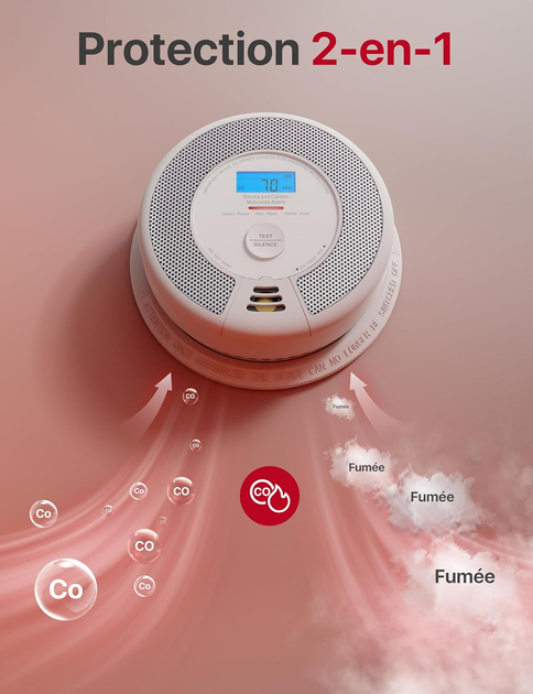 Умный датчик дыма и угарного газа X-Sense SC07-WX Wi-Fi, LCD, CO, 85 дБ, CR123A, уведомления на смартфон - изображение 3
