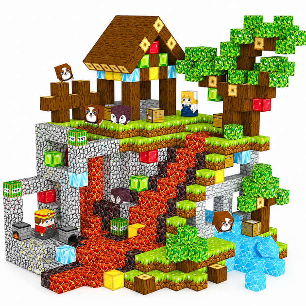 Магнитный конструктор Minecraft 300 шт по игре Майнкрафт Поиск сокровищ Mk001028.3 - Фото 3 Магнитный конструктор Minecraft 300 шт по игре Майнкрафт Поиск сокровищ Mk001028.3 - изображение 3