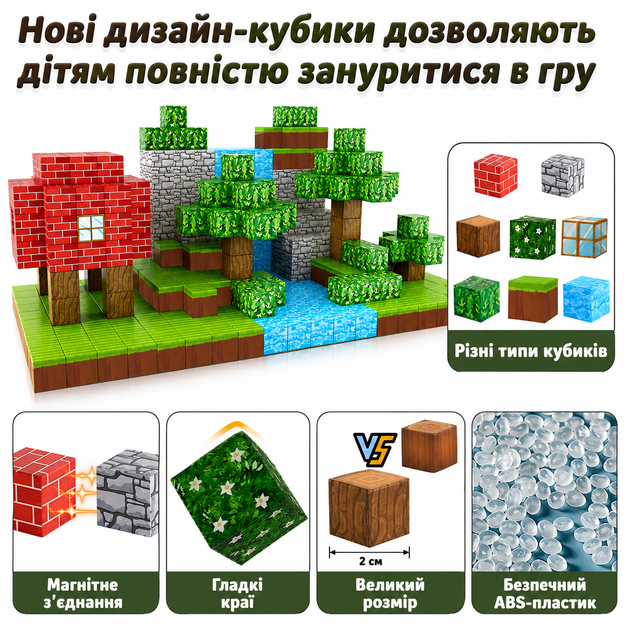 Магнитный конструктор Minecraft 100 шт по игре Майнкрафт Кирпичный дом Mk001002 - Фото 8 Магнитный конструктор Minecraft 100 шт по игре Майнкрафт Кирпичный дом Mk001002 - изображение 8