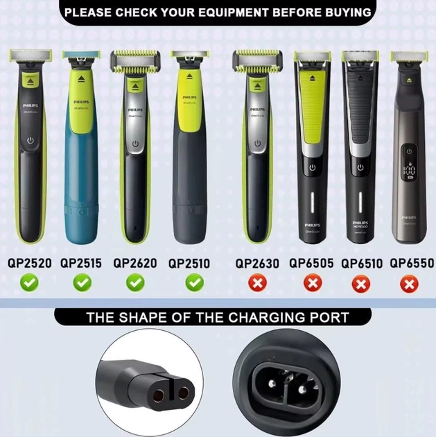 Зарядное устройство для электробрит Philips Philips Norelco OneBlade QP2520 QP2521 QP2523 QP2510 QP2511 Shaver 4.3V / 70 mAh - изображение 7