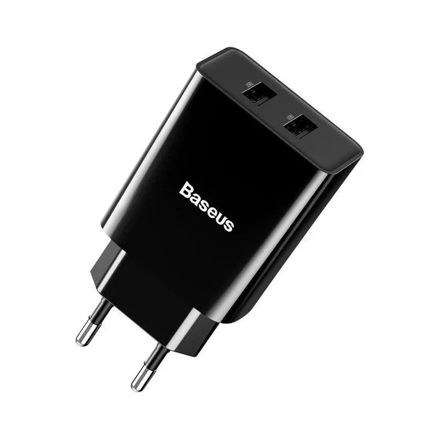 Мережевий зарядний пристрій Baseus Speed Mini Dual U Charger 10.5W Black CCFS-R01 - изображение 2