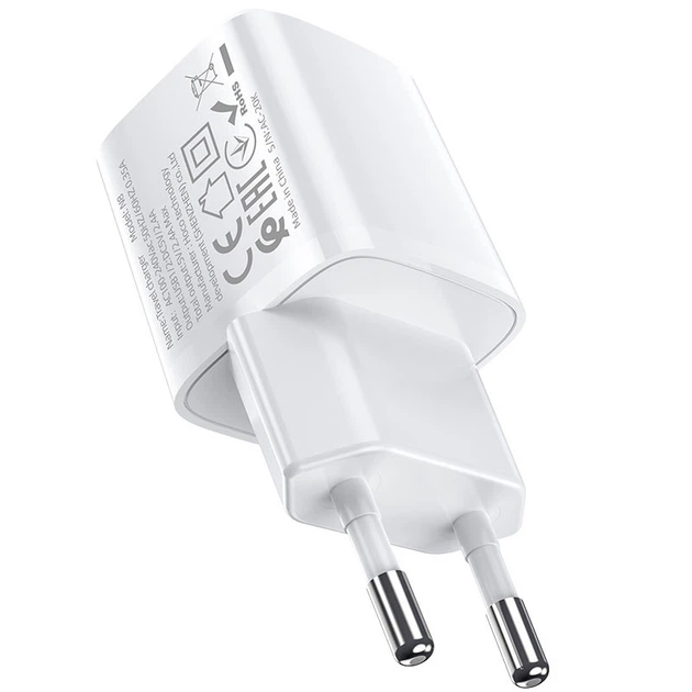 Мережевий зарядний пристрій HOCO N8 Briar dual port charger Type-C cable 12W White - зображення 10