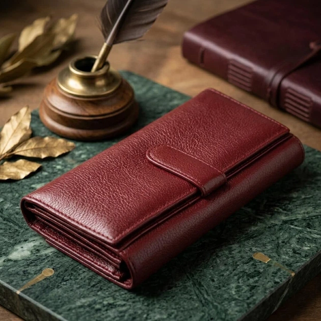 Сучасний гаманець для жінок ST Leather 19392 темно-червоний - Фото 4 Сучасний гаманець для жінок ST Leather 19392 темно-червоний - зображення 4