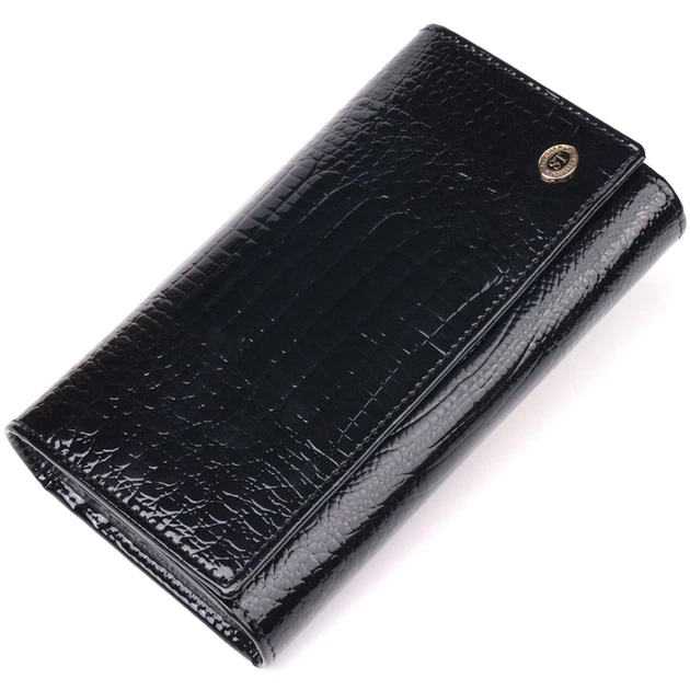 Лаковый женский кошелек с визитницей ST Leather 19403 черный - Фото 5 Лаковый женский кошелек с визитницей ST Leather 19403 черный - изображение 5