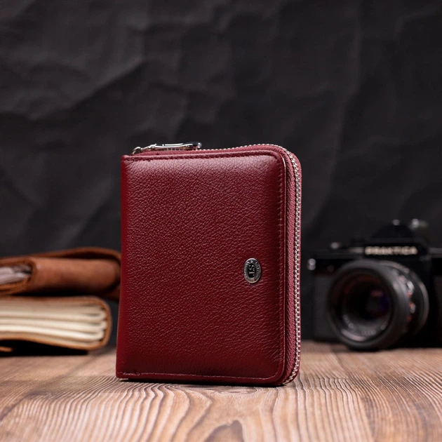 Портмоне для жінок на блискавці з натуральної шкіри ST Leather 19487 бордовий - Фото 8 Портмоне для жінок на блискавці з натуральної шкіри ST Leather 19487 бордовий - зображення 8