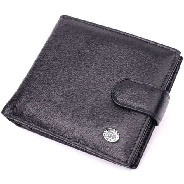 Мужской трендовый кошелек из натуральной кожи ST Leather 22553 черный - изображение 4