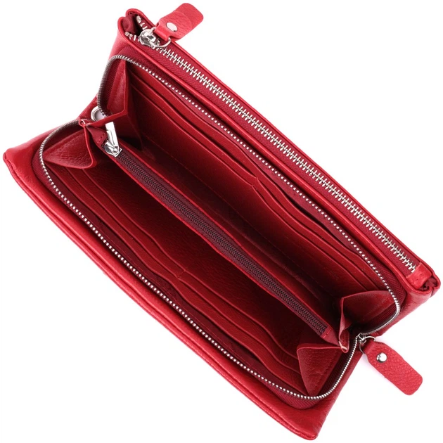 Кошелек-клатч для женщин с двумя молниями из натуральной кожи ST Leather 22526 красный - изображение 9
