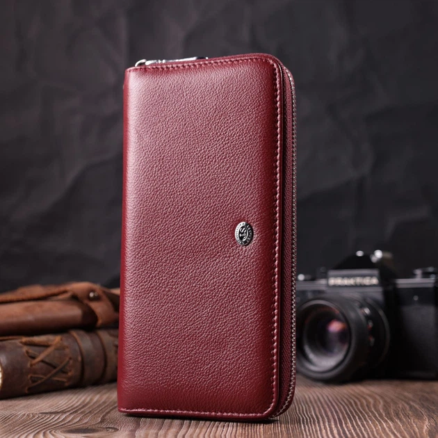 Кошелек-клатч для женщин на одно отделение из натуральной кожи ST Leather 22560 бордовый - изображение 8