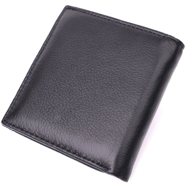 Компактный женский кошелек с монетницей снаружи из натуральной кожи ST Leather 22542 черный - изображение 2