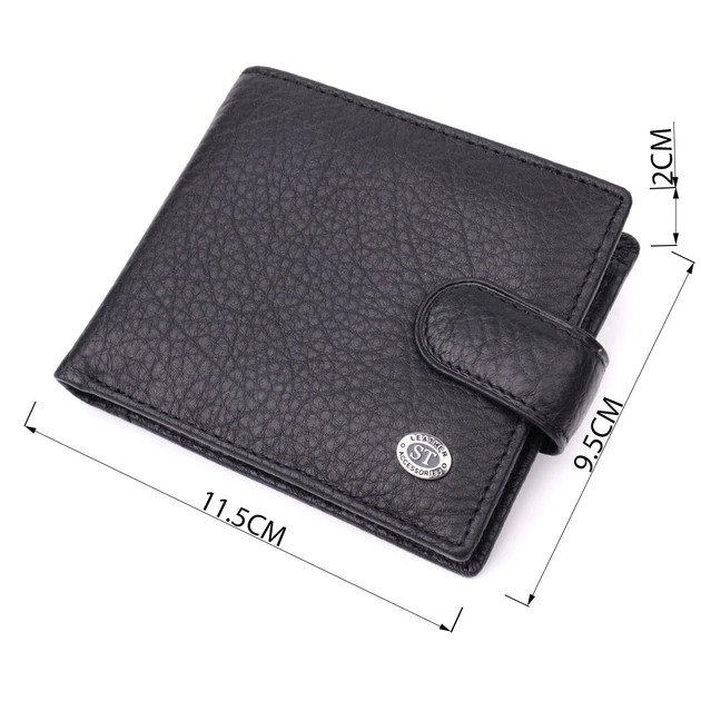 Чоловічий гаманець зручного розміру ST Leather 22471 чорний - Фото 7 Чоловічий гаманець зручного розміру ST Leather 22471 чорний - зображення 7