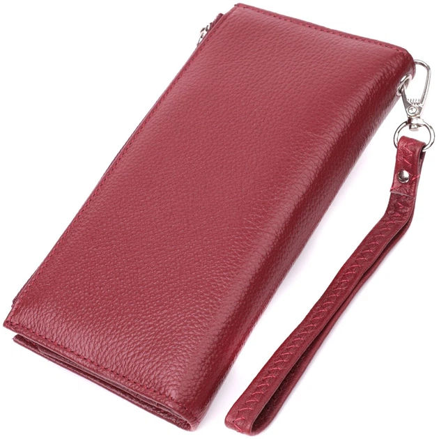 Вертикальный женский кошелек-клатч из натуральной кожи ST Leather 22535 бордовый - изображение 6