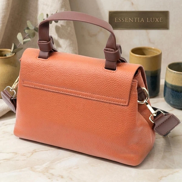 Элегантная сумка для женщин с короткой ручкой из натуральной кожи Vintage 22669 рыжая - Фото 4 Элегантная сумка для женщин с короткой ручкой из натуральной кожи Vintage 22669 рыжая - изображение 4