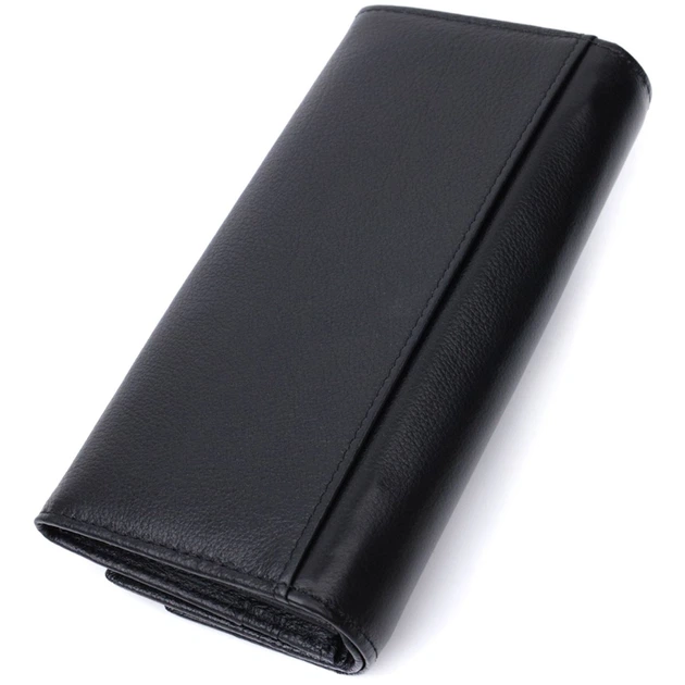 Функциональный женский кошелек с двумя клапанами из натуральной кожи ST Leather 22696 черный - изображение 9