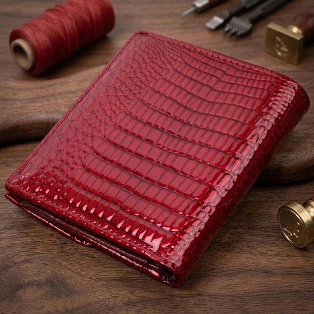 Фактурний жіночий гаманець із натуральної шкіри ST Leather 22705 червоний - зображення 4